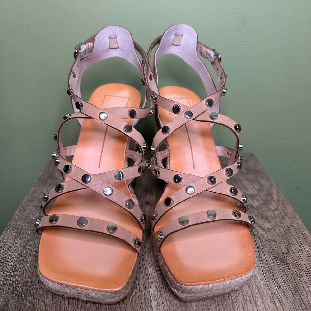Dolce Vita Studded Espadrille Wedge Sandals Sz 9